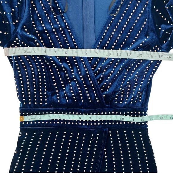 Windsor Alexa Velvet Heat Stone Wrap Mini Navy Blue Dress NWT Size Small - Picture 11 of 14